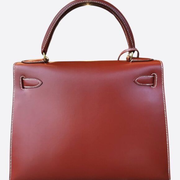 Hermes Sienne Red & Gold Hardware Box Leather Kelly 28 - Picture 3 of 8